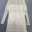 Kensie  Women's Dress Long Sleeve Round Neck Ivory Size Small Ruffle Lace Sheath Photo 0