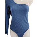 Klassy Network  One Shoulder Brami Bodysuit Blue Top Built in Bra Size Medium Photo 0