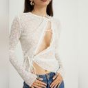 NWT Commense Floral White Lace Tied Blouse (Size L) Size L Photo 6