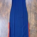 Sail To Sable STS • Racerback Pom Pom Maxi Dress navy blue cotton jersey knit orange trim Photo 0