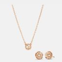 Coach Circle Necklace & Tea Rose Stud Earrings Set New Photo 0