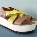 Sorel Cameron Colorblock Yellow Multicolor Leather Platform Flatform Sandals Photo 1