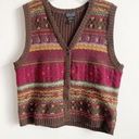 Krass&co Vintage NY& Vest Size L Wool Striped Earth Tones Fair Isle Granny Core V-Neck Photo 0