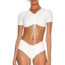 CHRISTOPHER ESBER Ruched Crop Sun Bikini Top Tee in White 4 New Womens Swim Photo 0