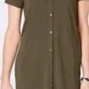 J.Jill NWT  Button Front Shirt Pima Cotton Dress with Pockets in Kale Green, S Photo 1