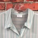 Abound Blue and White Striped  Front Tie Button-Up Blouse Photo 5