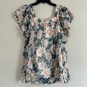 LC Lauren Conrad 🦋  Yellow Floral Sunflower Short Sleeve Blouse Spring Large Photo 3