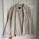 Abercrombie & Fitch Abercrombie Striped Button Down Shirt Tan and White Photo 5