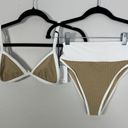 Beach Riot  Bikini Size XS Pamela Bikini Top & Emmy Bottoms Taupe & White Photo 2