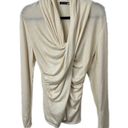 Natori Josie  Silk Cashmere Light Crossover Ivory Cream Knit Sweater - Size XL Photo 0