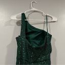 La Femme  One-Shoulder Sequin Gown NWT in Emerald 2 Photo 6