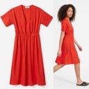 Everlane  The Japanese GoWeave Light V-Neck Dress in Orange Size 8 Photo 2