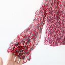 Blossom Revolve NICHOLAS Red Silk  Ditsy Micro Floral Ruffle Blouse Photo 3