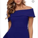 Betsy and Adam NWT Betsy Adam Off The Shoulder Ruffle Dress Navy Blue Size 10 Photo 4