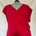 City Chic  Faux Wrap Surplice Midi Dress Size 24/XXL Red V-Neck Lined Skirt Photo 1