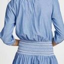 Shoshanna  Womens size Large Chambray Smocked Waist Boho Blue Embroidered Dress Photo 1