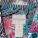 Chico's Chico’s No Iron Sleeveless Button Up Mixed Paisley and Stripe Print Shirt XL Photo 1