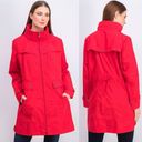 Cole Haan  Women’s S Hooded Packable Water Resistant Raincoat Jacket Red Travel Photo 1