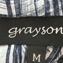 Grayson Shirt Womens Medium Gray Blue Swirl Sheer Career Work Casual Versatile Photo 4