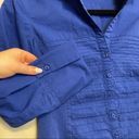 Zac and Rachel  Cobalt Blue Fitted Button Down Blouse Size Medium Photo 3