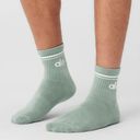 Alo Yoga NWT  Unisex Half-Crew Throwback Sock Icy Sage/White Small Photo 3