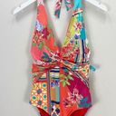 Johnny Was  Color Twist One-piece Orange Halter Swimsuit Size Medium M NWT Photo 0