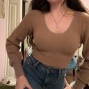 Abercrombie & Fitch  brown Scoop Neck Balloon Sleeve Sweater Bodysuit Photo 4