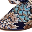 Vintage Satin Floral Embroidered Block Heel Cowboy Ankle Booties Blue Size 7 Photo 5