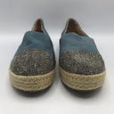 Brash Blue Sequin Espadrille Platform Flats  7 Photo 1