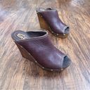 sbicca  • Guthrie wedge sandal platform brown leather peep toe mule slide clog Photo 11