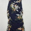 Isabel Maternity  Dress Womens Size XS Navy Blue Floral Print Side Ruched Photo 2