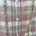 Dress Barn  Button Up Collared Shirt Plaid Floral 3/4 Sleeve ~ Woman Size 14W/16W Photo 5