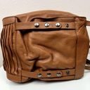 Kooba  Caramel Brown Leather Satchel Hobo Shoulder Bag Medium Zip Closure Studded Photo 7