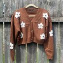 Love Tree  Brown Retro Floral Cropped Cardigan | M Photo 1