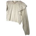 ZARA  Top Womens M Floral Lace Ruffle Neck Shoulders Long Sleeve High Neck Cream Photo 4