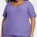 Ava & Viv  purple ribbed short sleeve shirt size 0x Photo 0