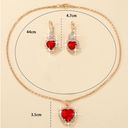 New Red Heart necklace and Drop Earrings golden jewelry set rhinestone Valentines Day Fashion Photo 4