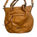 Lucky Brand Leather Boho Shoulder Tote Bag with Goldtone Bar Accent Photo 4