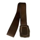Amanda Smith Vtg  genuine leather chocolate brown cowgirl belt metal buckle Sz L Photo 2