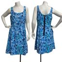 Carmen Marc Valvo Luxe by  Blue Floral Sleeveless Pleated Cocktail Dress 8 Summer Photo 1