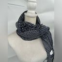 Edge Trenery Polka Dot Navy And White Fringe  Women’s Casual Soft Artsy Scarf Photo 5