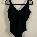 Gottex  Womens Black V Cut Open Back One Piece Swimsuit Pleated Details size 12 Photo 0