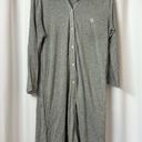 Ralph Lauren Lauren  Light Gray Button Up Sleep Dress Nightgown Size Medium Photo 0