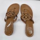 Tory Burch Miller Sandals Womens 8.5M Brown Slides Glossy Slip On Patent Leather Photo 7