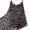 Jones New York Vintage Silk Floral Print Skirt Pleated Purple Black Midi Prairie Womens 16 P Photo 2