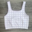 Sweaty Betty  Seamless Cropped Tank Gingham Check Purple & White Small Photo 3