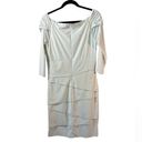 White House | Black Market  WHBM White 3/4 Sleeve Bodycon Draped top Dress Size 12 Photo 1