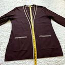 Misook Exclusively  Open Front Long Cardigan Knit Acrylic Jacket M Brown Pockets Photo 9