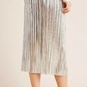 Maeve NWT Anthropologie  Nikola Midi in Silver Metallic Pleated Skirt 12 Photo 2