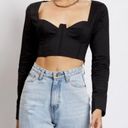 Meshki Black Long Sleeve Cropped Zahara Corset Shirt Blouse Top S Photo 1